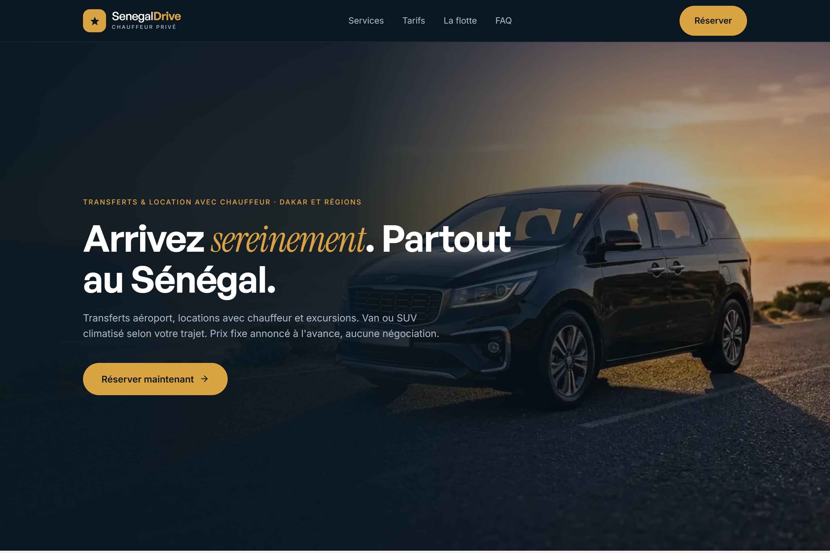 SenegalDrive : location de voitures avec chauffeur, transferts et réservation.